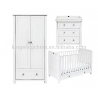 3 Piece kids White bedroom furniture Set (Baby cot bed/ chest of drawers/ wardrobe)